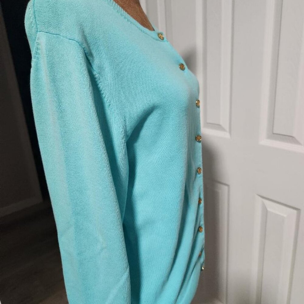 Lilly Pulitzer Women's Paley Beach Turquoise Cardigan Sz Large - Picture 4 of 9